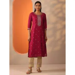 Libas Pink Straight Fit Embroidered Kurta-picture-15