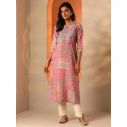 Libas Pink Straight Fit Embroidered Kurta-picture-13