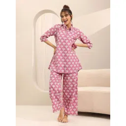 Libas Pink Straight Fit Floral Print Night Suit-picture-39