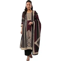 libas Printed Silk Blend Straight Kurta With Trousers and Dupatta-picture-24