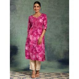 Libas Round Neck Three Quarter Sleeves Printed Kurta-picture-17