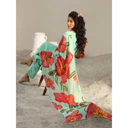 Libas Sea Green Floral Yoke Design Embroidered Straight Kurta With Trouser & Dupatta-picture-25