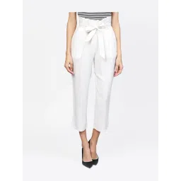 Libas White Regular Fit Trousers-picture-32