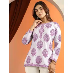 Libas White Straight Fit Floral Print Kurti-picture-44
