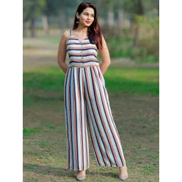 Libas Women  Blue Printed Spaghetti Straps Jumpsuit-picture-27