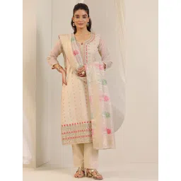 libas Women Chanderi Kurta Pant Dupatta Set-picture-14