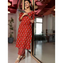 Libas Women Ethnic Motifs Printed Regular Beads and Stones Kurta with Trousers-picture-23