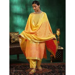 Libas Women Ethnic Motifs Regular Kurta with Trousers & With Dupatta-picture-36