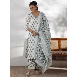 Libas Women Floral Printed Kurta with Trousers & Dupatta-picture-35