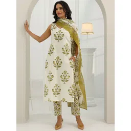 Libas Women Floral Printed Kurta with Trousers & Dupatta-picture-26