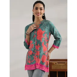 Libas Women Floral Printed Mandarin Collar Tunic-picture-28