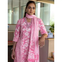 Libas Women Floral Printed Panelled Kurta with Salwar & With Dupatta-picture-31