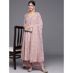 Libas Women Floral Printed Pleated Gotta Patti Kurta with Trousers & With Dupatta-picture-33