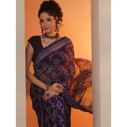 Libas Women Floral Printed Pure Georgette Saree With Blouse Piece-picture-23