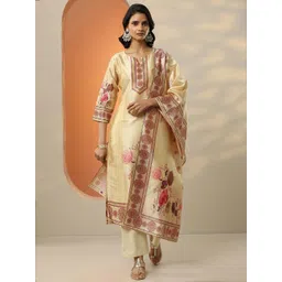 Libas Women Floral Printed Regular Kurta With Trousers & Dupatta Kurta Sets-picture-23