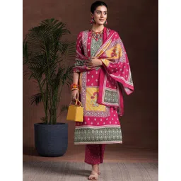 Libas Women Floral Printed Regular Kurta with Trousers & With Dupatta-picture-23