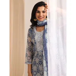 Libas Women Floral Printed Regular Kurta with Trousers & With Dupatta-picture-31