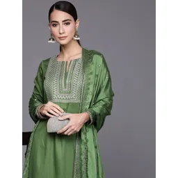 Libas Women Green Ethnic Motifs Yoke Design Regular Kurta with Palazzos & Dupatta-picture-38