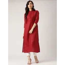 Libas Women Maroon Solid Straight Kurta-picture-21