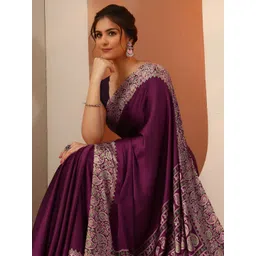 Libas Women Paisley Printed Satin Saree-picture-12