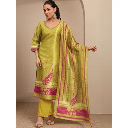 Libas Women Paisley Regular Thread Work Kurta with Trousers & With Dupatta-picture-18