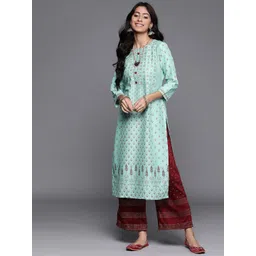 Libas Women Sea Green & Maroon Ethnic Motifs Printed Chanderi Silk Kurta-picture-38