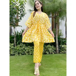 Libas Women Yellow & White Printed Cotton Night suit-picture-33