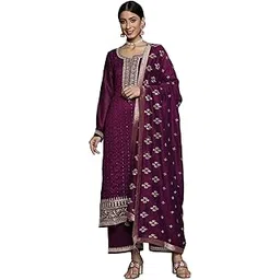 libas Womens Embroidered Silk Blend Pakistani Kurta With Palazzos and Dupatta-picture-37