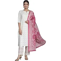 libas Womens Printed Silk Blend Straight Kurta With Palazzos and Dupatta-picture-13