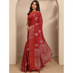 Libas Woven Design Zari Pure Georgette Handloom Saree-picture-23