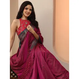 Libas Woven Design Zari Silk Blend Saree-picture-34