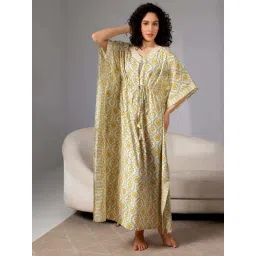 Libas Yellow Cotton Printed Kaftan-picture-28