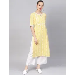 Libas Yellow Cotton Printed Straight Kurta-picture-23