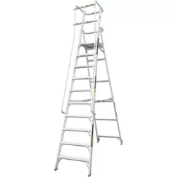 Liberti Aluminium Ladder with Platform & Hand Rail 3.96 m (13 ft ) Height 10 Steps, P1410H-image-22