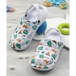 LIBERTY Dinosaur Designed Perforated Clogs - White-picture-10