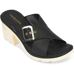 liberty Healers ZQ-DM-15 Block Heel Sandal for Women - Black & Light Grey | Comfortable and Cushioned Footbed | Durable Summer Footwear for Outdoor | Ideal for Everyday Wear | Ladies Fashion Footwear-picture-53