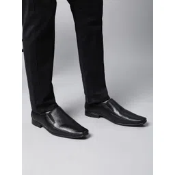 Liberty Men Black Solid Leather Formal Slip-Ons-picture-21