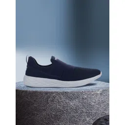 Liberty Men Navy Blue PU and Canvas Mid-Top Walking Shoes-picture-45