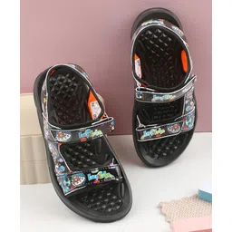 LIBERTY Space Theme Designed Velcro Closure Sandals - Black-picture-12