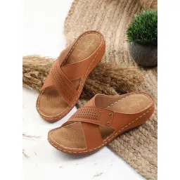 Liberty Women's Senorita AGL-105E Tan Cross Strap Sandals-picture-11