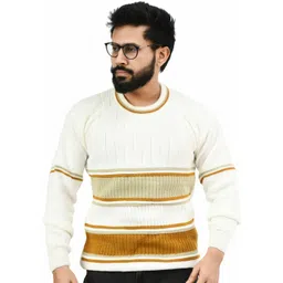life and style Men Striped Round Neck Beige Sweater-picture-13