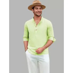 LIFE ROADS Band Collar Roll-Up Sleeves Pure Cotton Short Kurta-picture-21