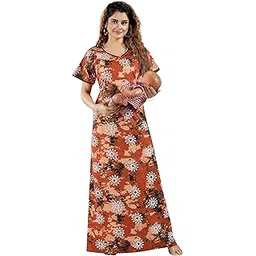 life-tale LIFE - TALE Women's Cotton Floral Print Maternity/Feeding Nighty with Zip-picture-11