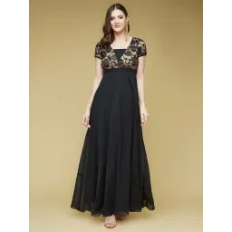 Life With Pockets Black Self Design Maxi Dress-picture-45