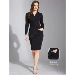 Life With Pockets Black Slim Fit Bodycon Dress-picture-34