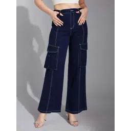 Life With Pockets Blue Plain Mid-Rise Jeans-picture-11