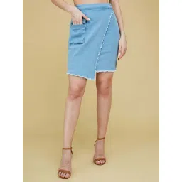 Life With Pockets Blue Plain Skirts-picture-44