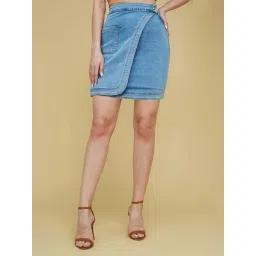 Life With Pockets Blue Plain Skirts-picture-38