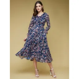 Life With Pockets Navy Printed Midi Dress-picture-21