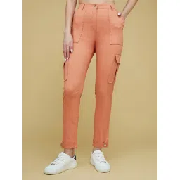 Life With Pockets Orange Relaxed Fit High Rise Trousers-picture-17